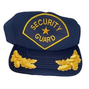 Vintage retro foam SnapBack trucker style navy blue security guard hat